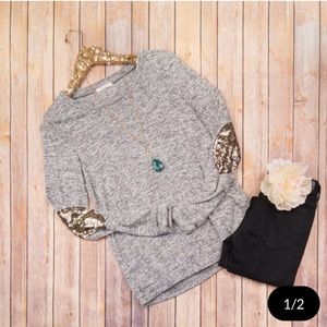 Sequin elbow patch sweater